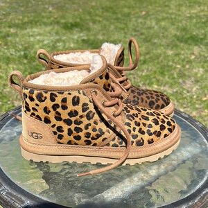UGG leopard booties womens unknown size 10 in from toe to heel. Never worn
